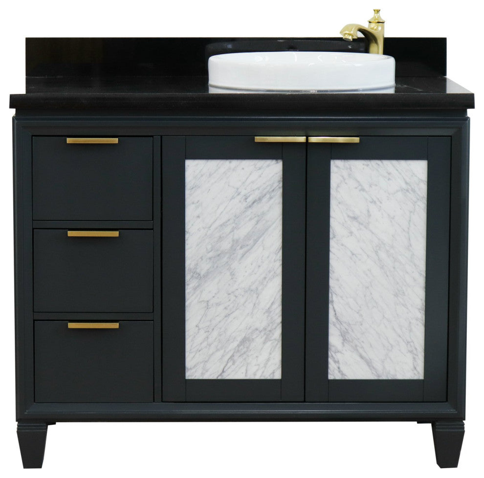 43" Single Vanity, Dark Gray Finish With Black Galaxy