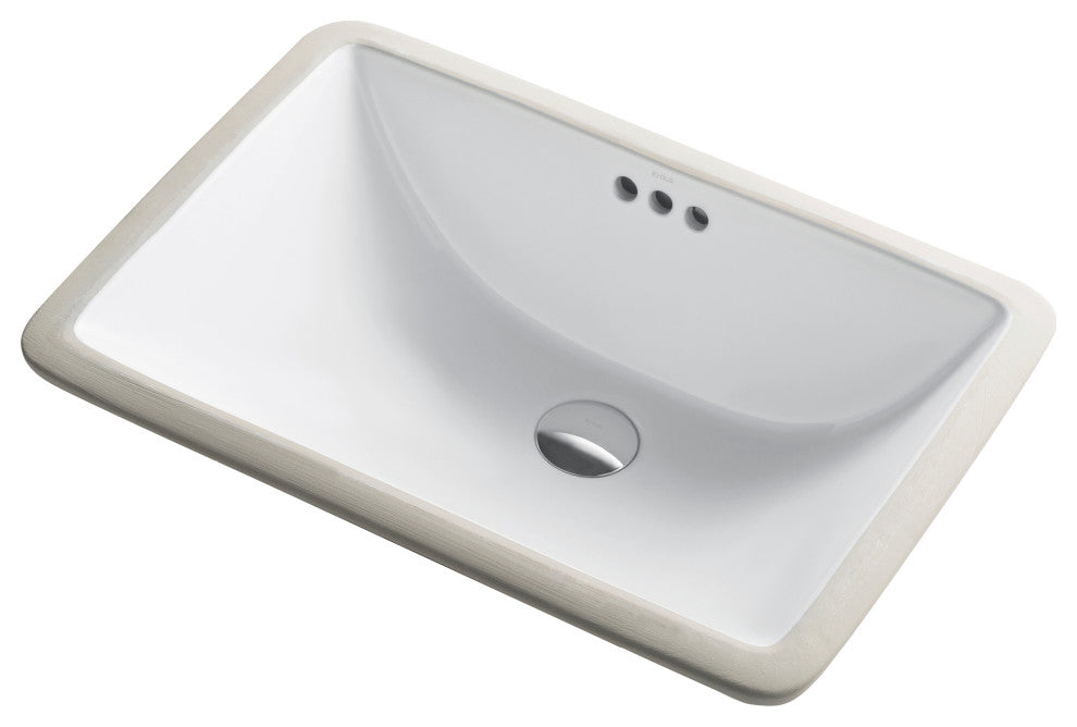 Elavo Ceramic Rectangle Undermount Bathroom Sink, White