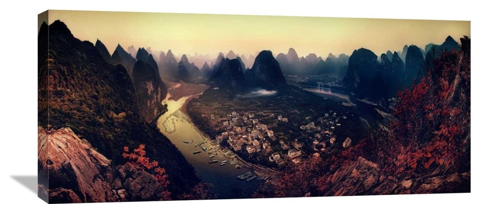 "The Karst Mountains Of Guangxi" Canvas by Clemens Geiger, 36x16"