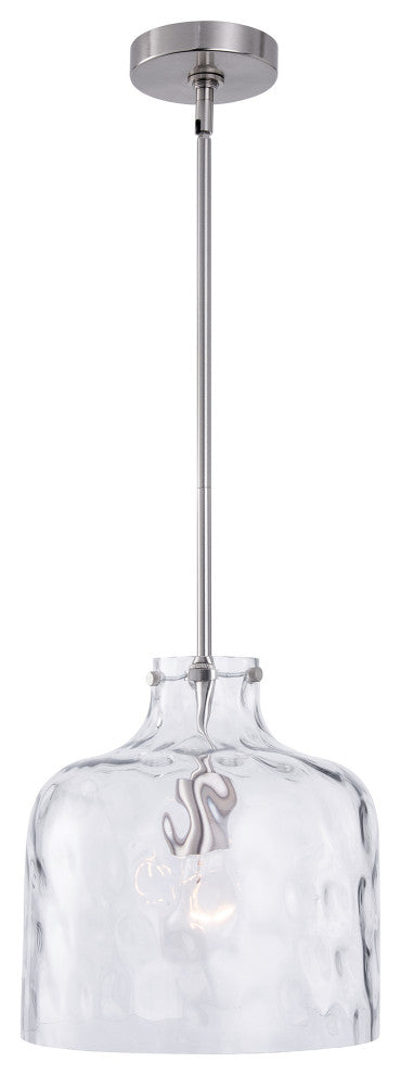 Farmhouse 1-Light Textured Glass Nickel Pendant Light