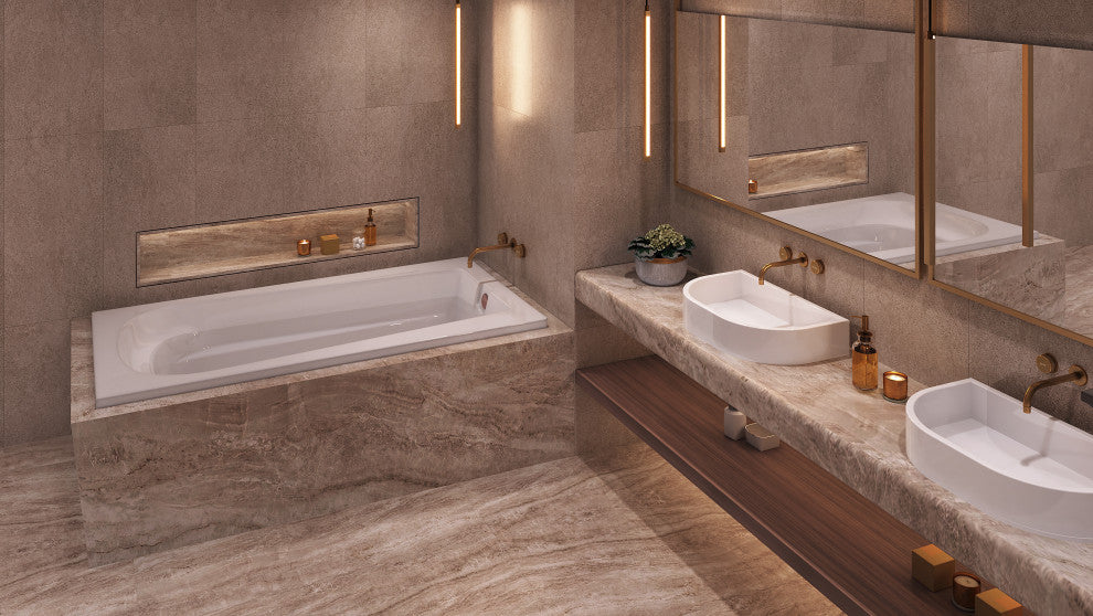 Malibu Fairfield Rectangle Massaging Air Jet Bathtub 60x36x22 Biscuit