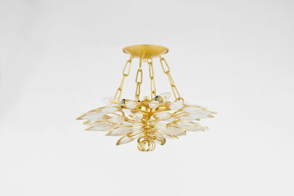 Vittoria 14" Wide Gold Leaf Semi Flush Mount