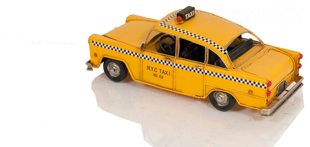 Handmade Classic New York City Taxi Model, Collectible Metal Scale Model Taxi