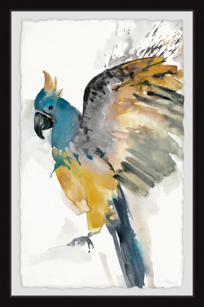 "Flying Festive Parrot" Framed Painting Print, 12"x18"