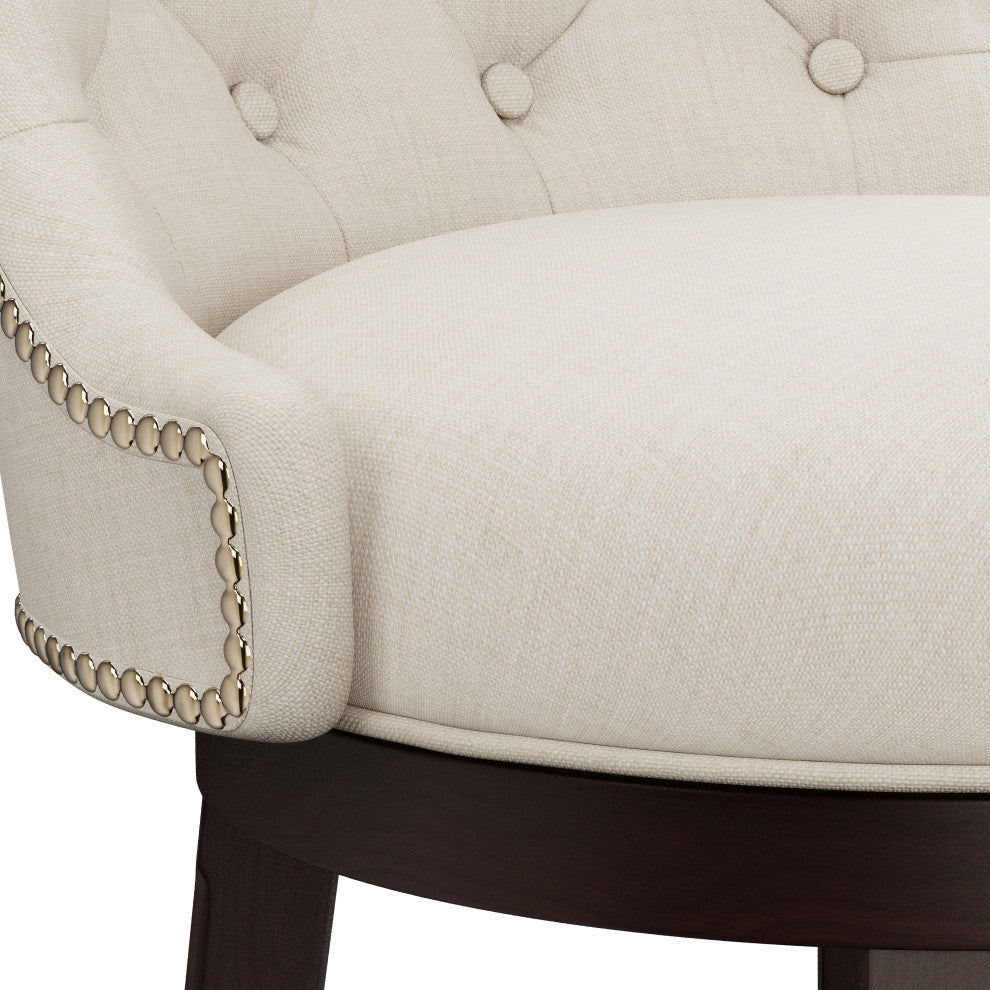 Hillsdale Halbrooke Swivel Stool, Arms & Tufted Back, Cream, Counter Height