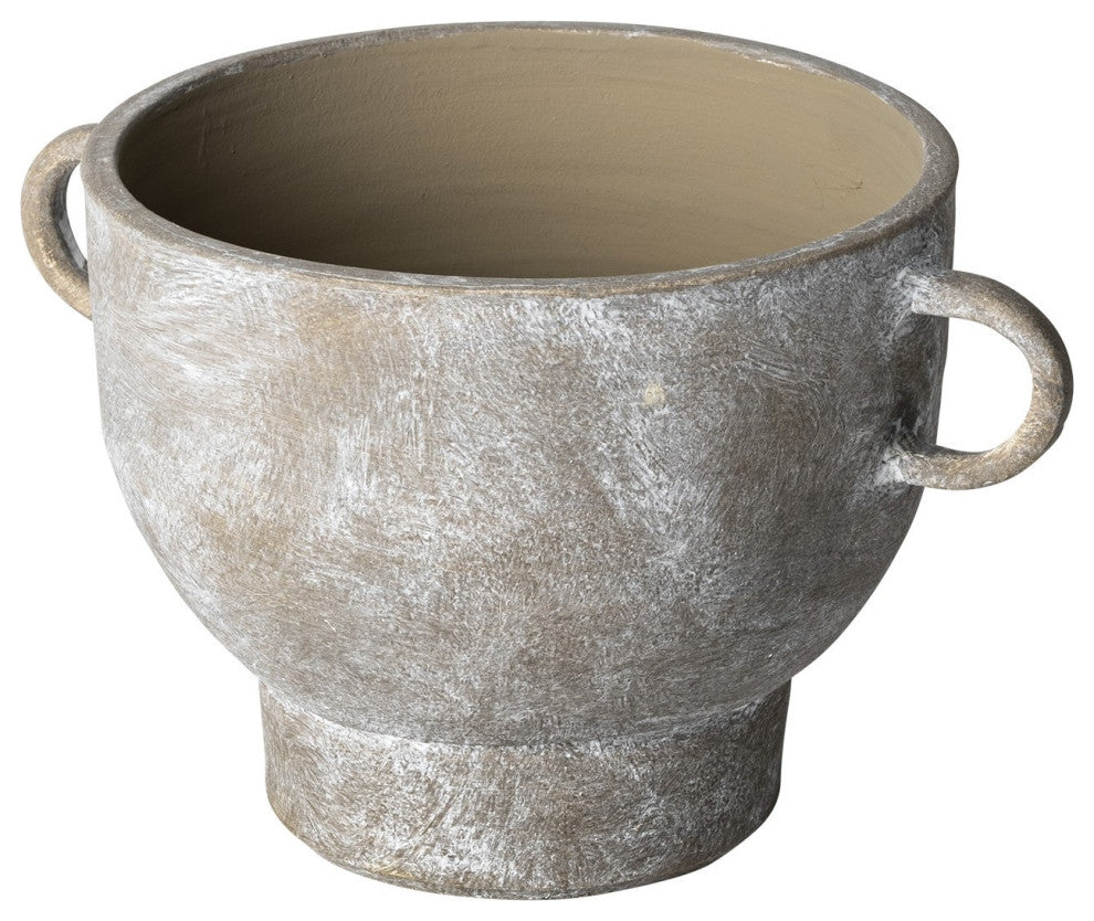 7" Rustic Organic Finish Whitewash Brown Ceramic Vase