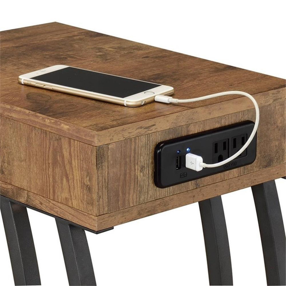 Coaster Contemporary Wood Accent Table with Power Outlet in Nutmeg