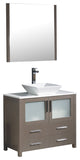 Torino 36" Gray Oak Modern Bathroom Vanity With Vessel Sink, FFT1045BN