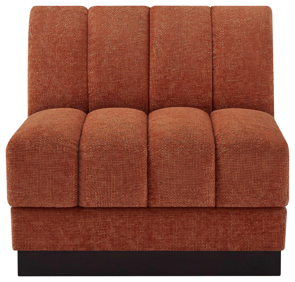 Quinn Chenille Upholstered Armless Chair, Cognac
