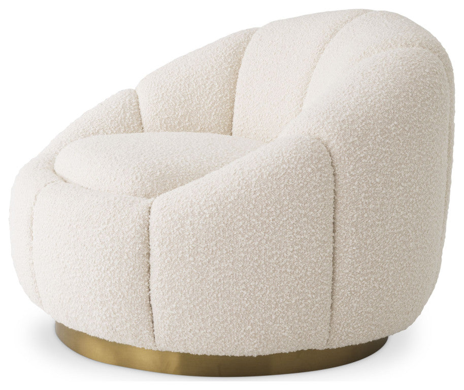 Cream BouclâˆšÂ© Brass Base Swivel Chair | Eichholtz Inger