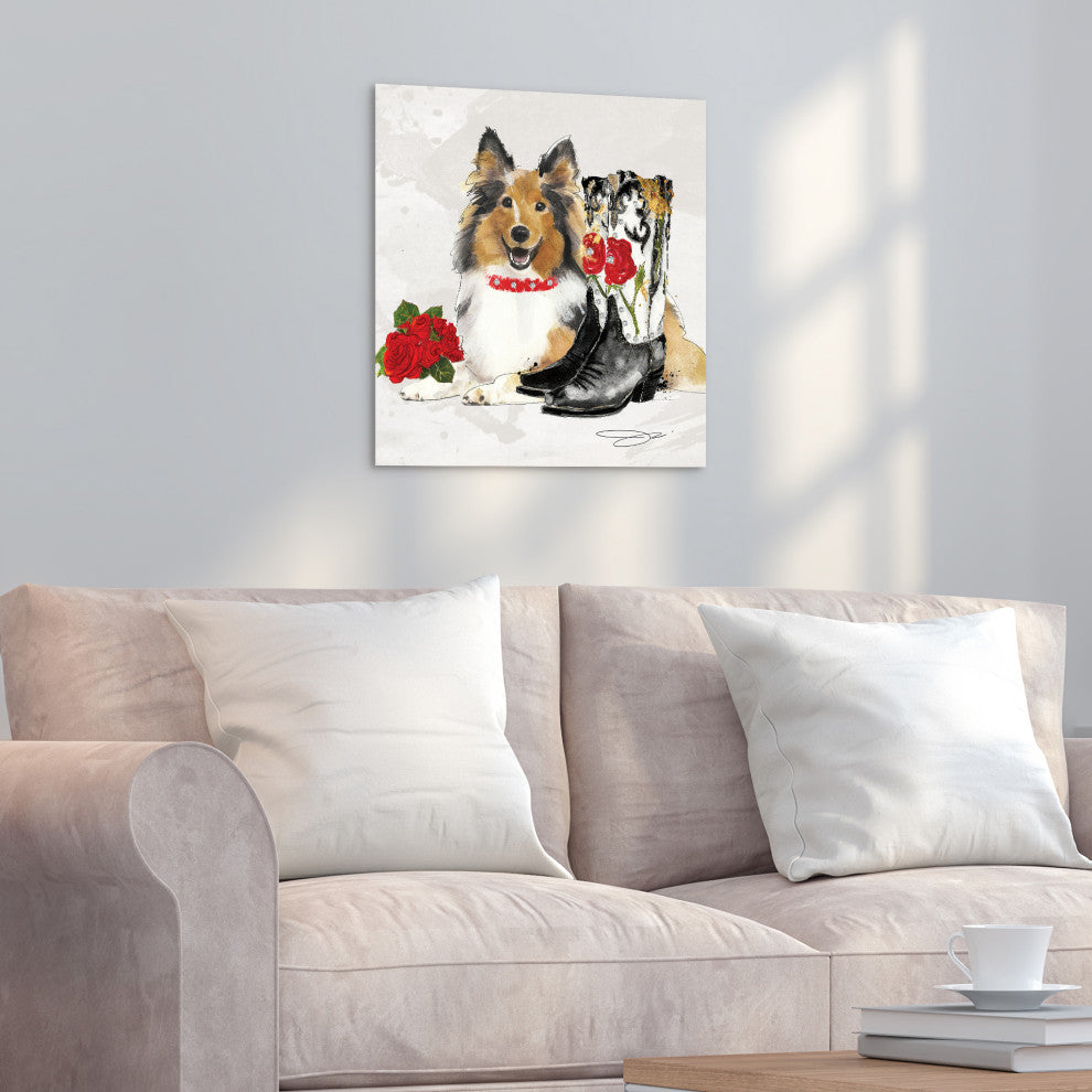 "Collie" Dog Wall Art Graphic Print Frameless Free Floating Tempered Glass Panel