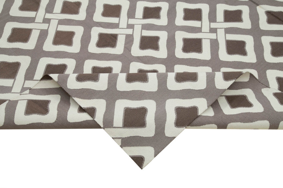 Rug N Carpet - Handmade Wool 9' 0'' x 12' 0'' Geometric Dhurrie Kilim Rug