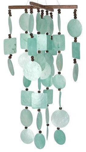 Aqua Capiz With Wood Beads