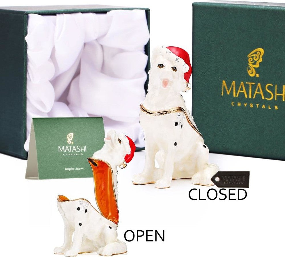 Hand-Painted Holiday Christmas Dog Trinket Box