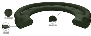 Bale Cream Chenille Fabric Modular Sofa, Green, 8-Piece, Arc Shaped
