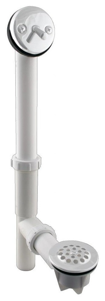 Black 1.5" Tubular Trip Lever Bath Waste In Powder Coated White, White
