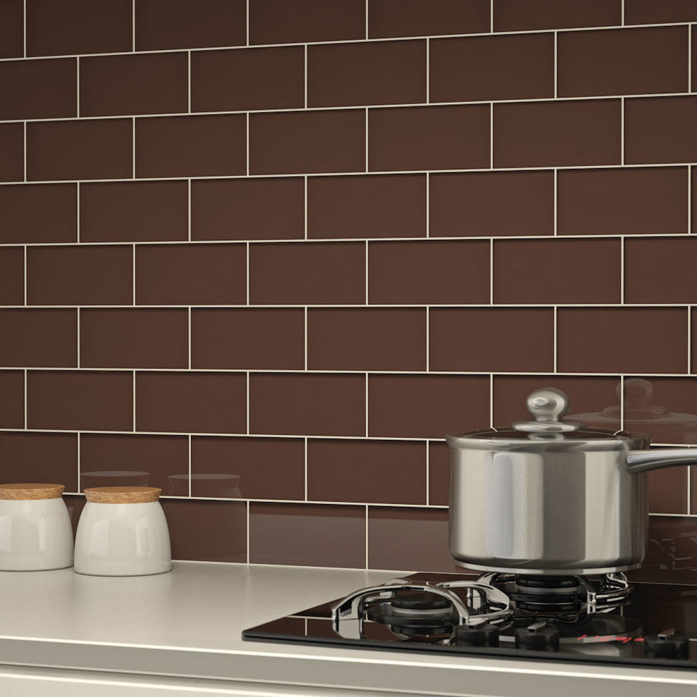 3"x6" Glass Subway Collection, Classic Brown