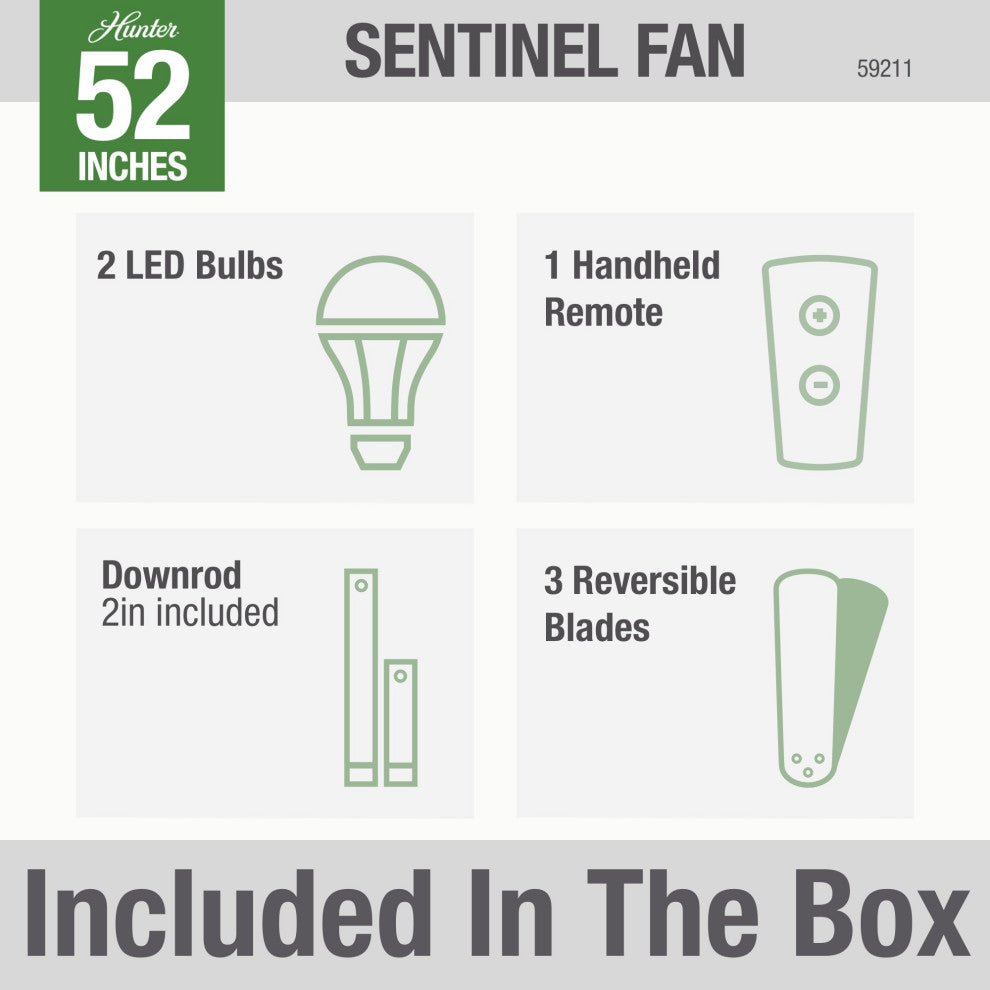 Hunter Fan Company 52" Sentinel Brushed Slate Ceiling Fan With Light and Remote