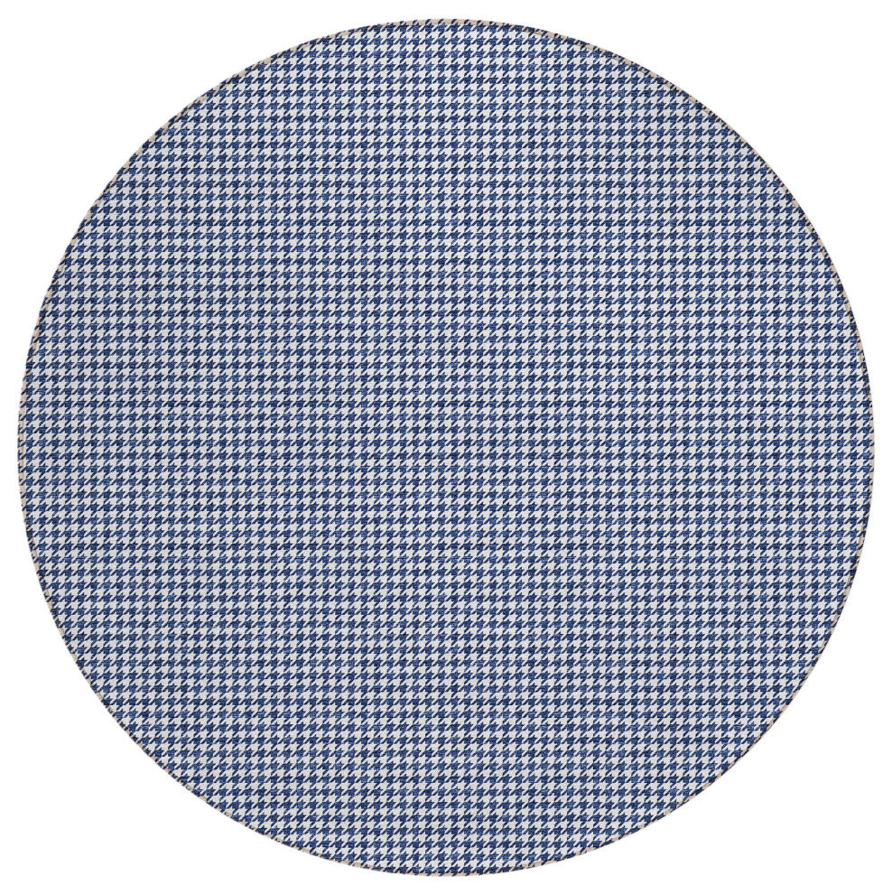 Indoor/Outdoor Hinton HN1 Navy Machine Washable 8' x 8' Rug