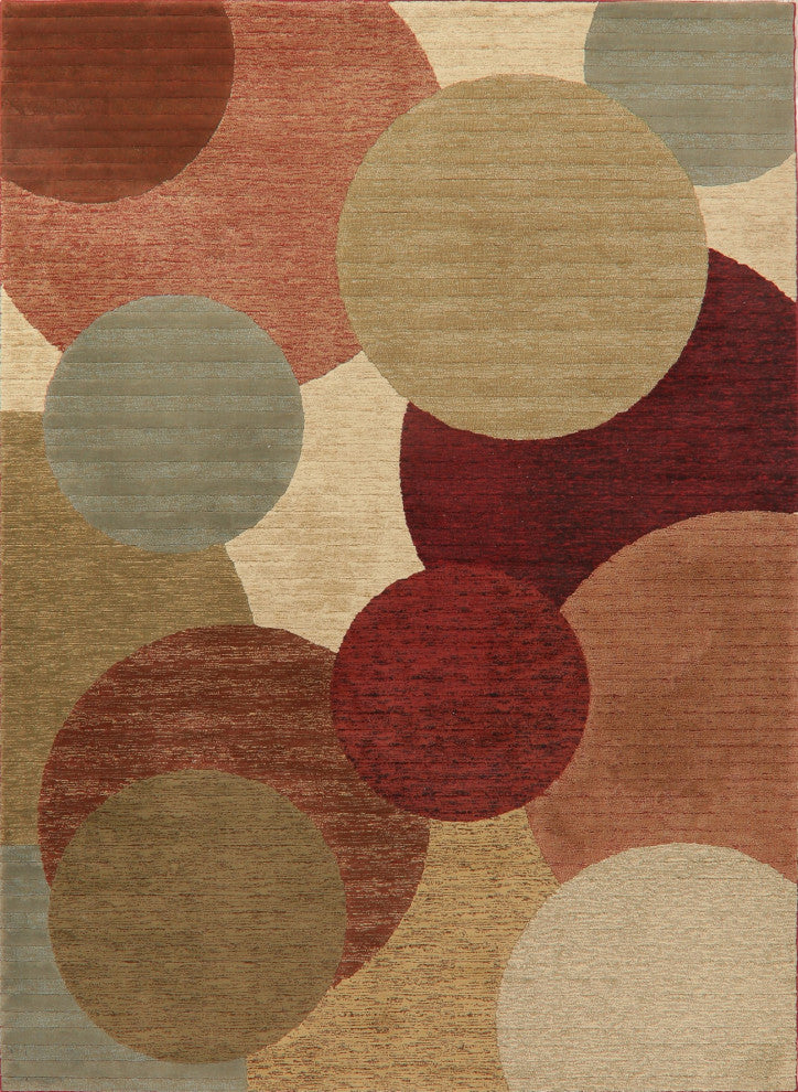 Modern Circles & Dots Carpet Transitional Turkish Area Rug, 10'10"x7'10