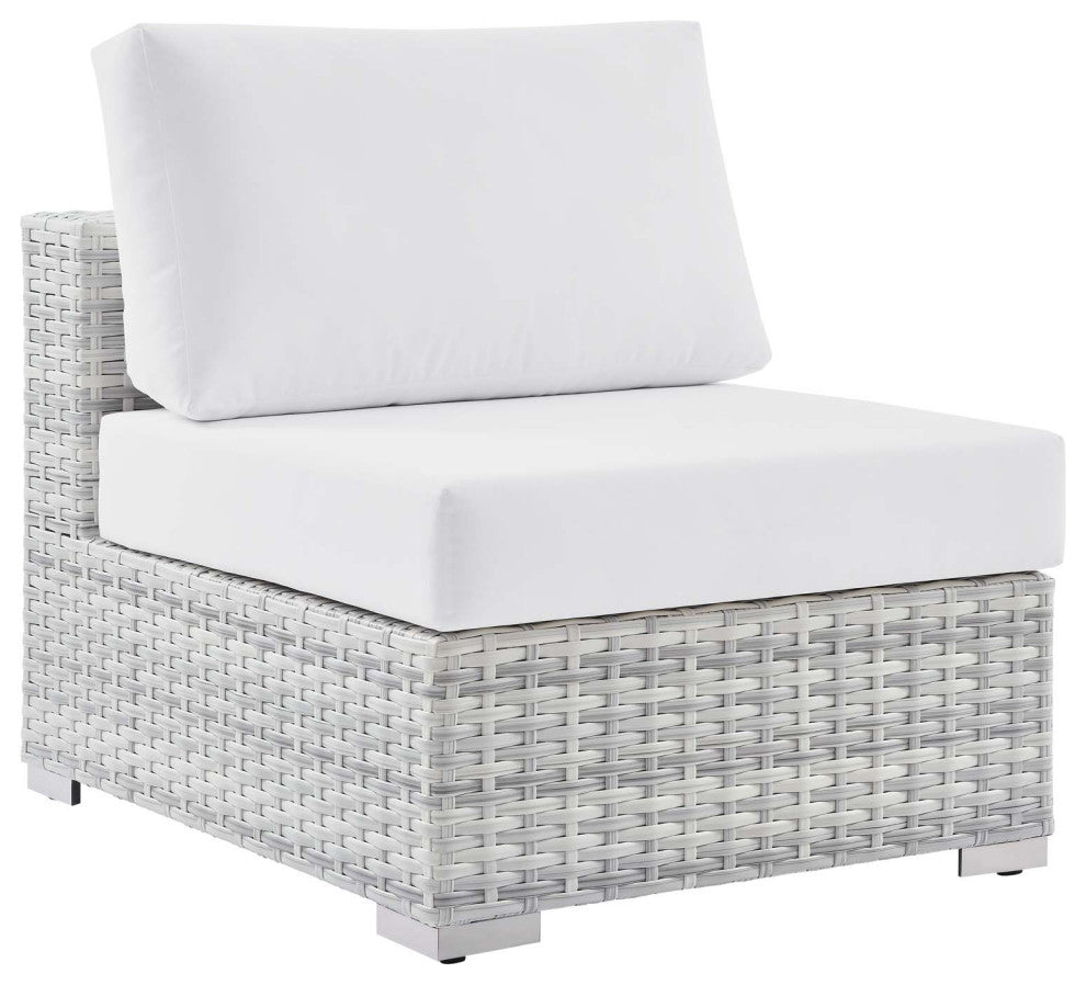 Lounge Sectional Sofa Chair Set, Rattan, Wicker, Gray White, Outdoor