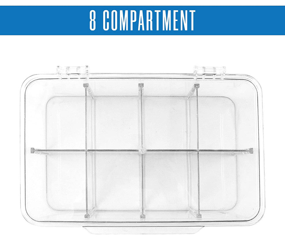 Set of 3 Stackable Tea Bag Storage Organizer Bin Box With Clear Top Lid