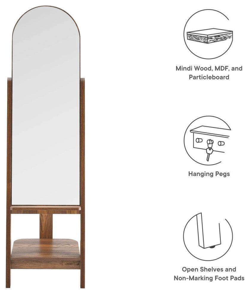 Ascend Standing Mirror, Walnut