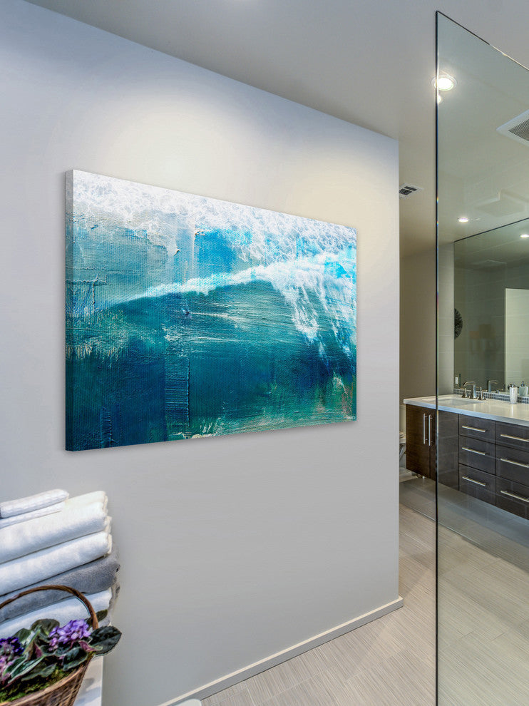 "White Splashing Surf" Painting Print on Wrapped Canvas, 30"x20"