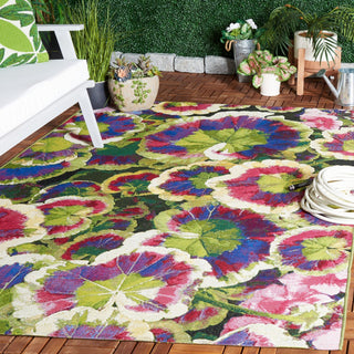 Safavieh Barbados Collection Indoor-Outdoor BAR556 Rug, Black/Green/Purple, 4'x6'