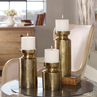 Uttermost Amina Antique Brass Candleholders Set of 3