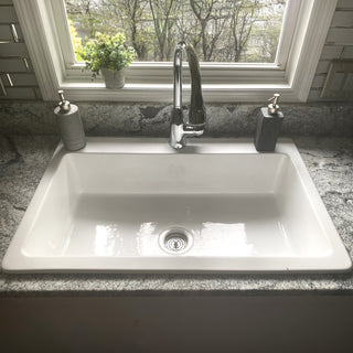 Jackson Crisp White Fireclay 33" Single Bowl Drop-In Kitchen Sink with 1 Hole