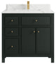 Sonoma 36 Center Sink Bath Vanity Dark Forest Green 1.5"  Calacatta Laza