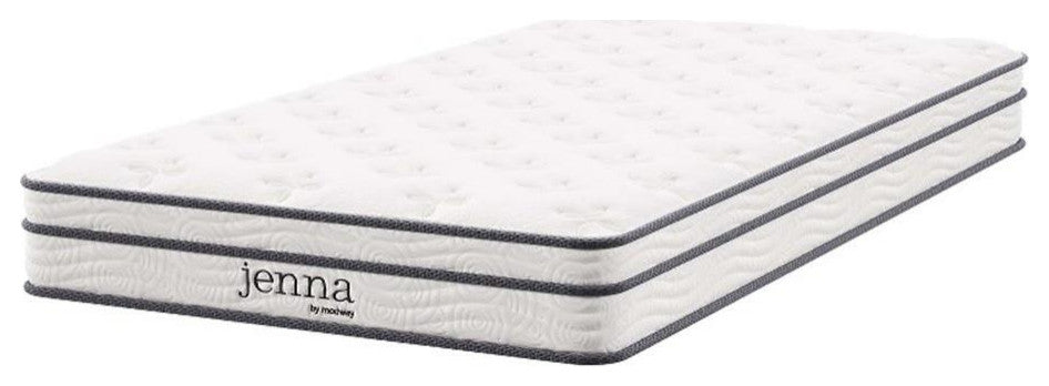Pemberly Row Modern Fabric 6" Innerspring and Foam Twin Mattress in White