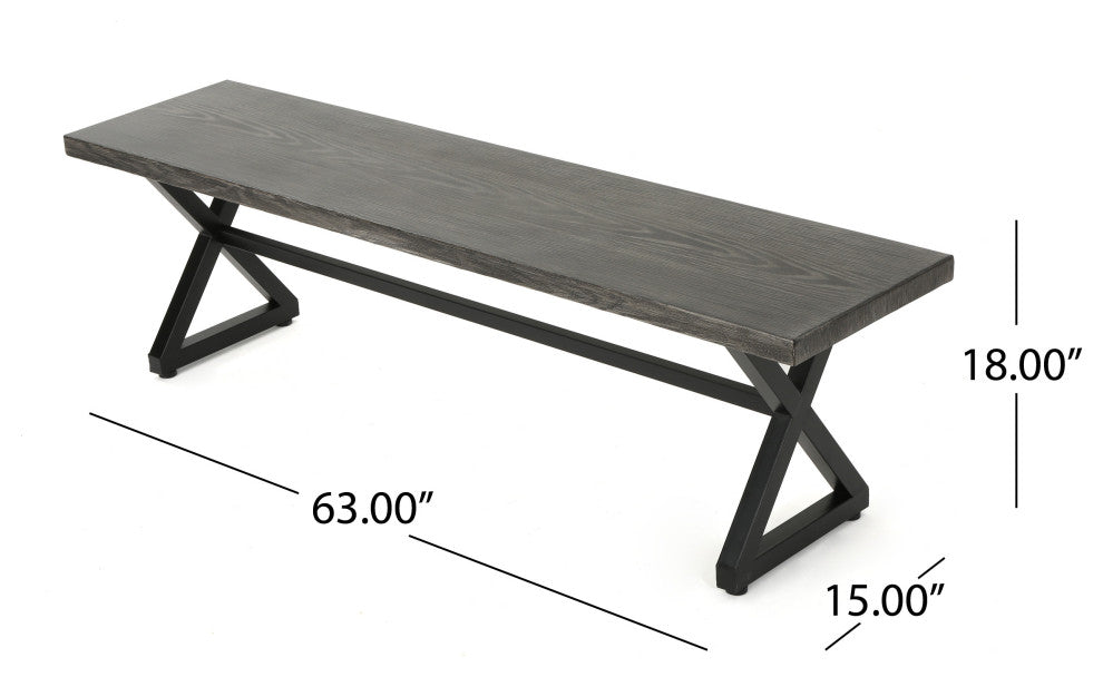 GDF Studio 3-Piece Rosarito Outdoor Aluminum Picnic Set With Black Steel Frame