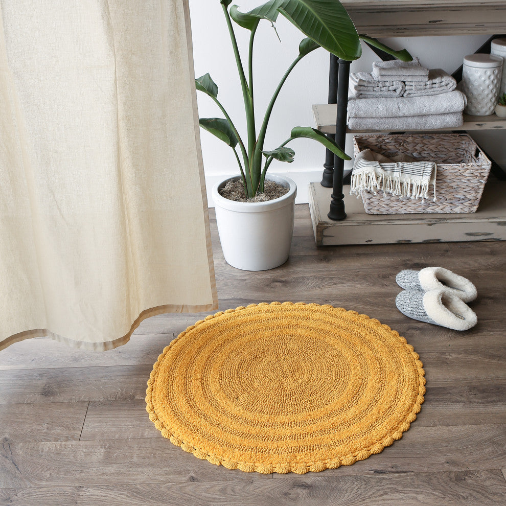 Honey Gold Round Crochet Bath Mat