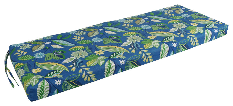 54"X19" Patterned Outdoor Spun Polyester Bench Cushion, Skyworks Caribbean