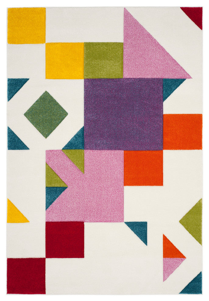 Safavieh Hollywood Collection HLW702 Rug, Ivory/Rose, 6'7"x9'