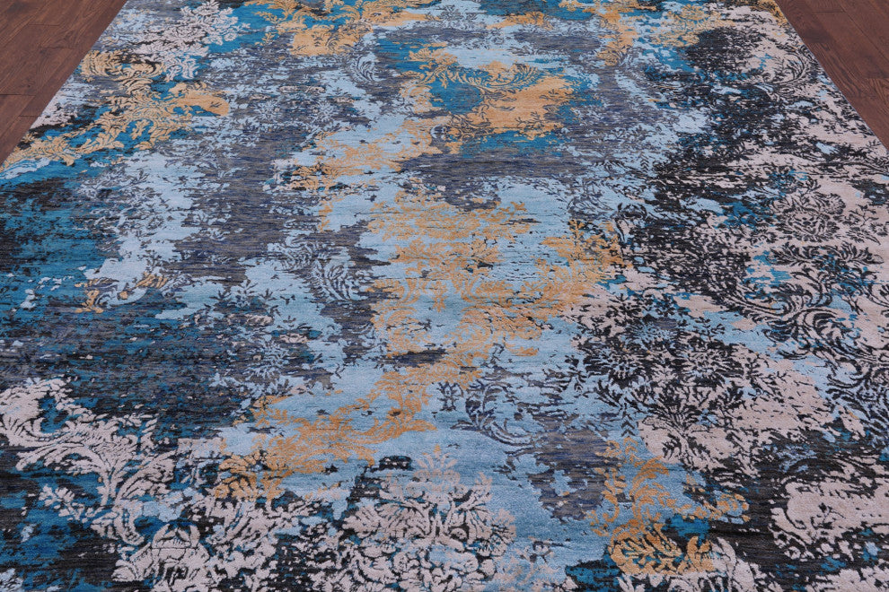 Handmade Wool & Silk Modern Rug 9' 0" X 12' 1" - Q15549
