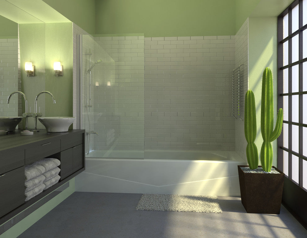 ClearShield Semi-Frameless Shower Door, Polished Silver Pivot, Square Corner