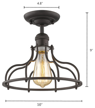 Jaxon 1-Light Rubbed Bronze Semi-Flush Ceiling Fixture 10"