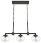 Hunter Saddle Creek Clear Seeded Glass 3-Light Linear Chandelier in Noble Bron