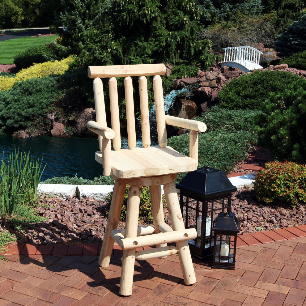 Sunnydaze Rustic Bar Stool - Log Style Unfinished Wood - Multiple Options, 1 Barstool