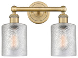 Edison Cobbleskill 2-Light 14" Vanity Light, Brushed Brass Finish, Clear Shade
