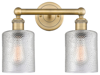 Edison Cobbleskill 2-Light 14" Vanity Light, Brushed Brass Finish, Clear Shade