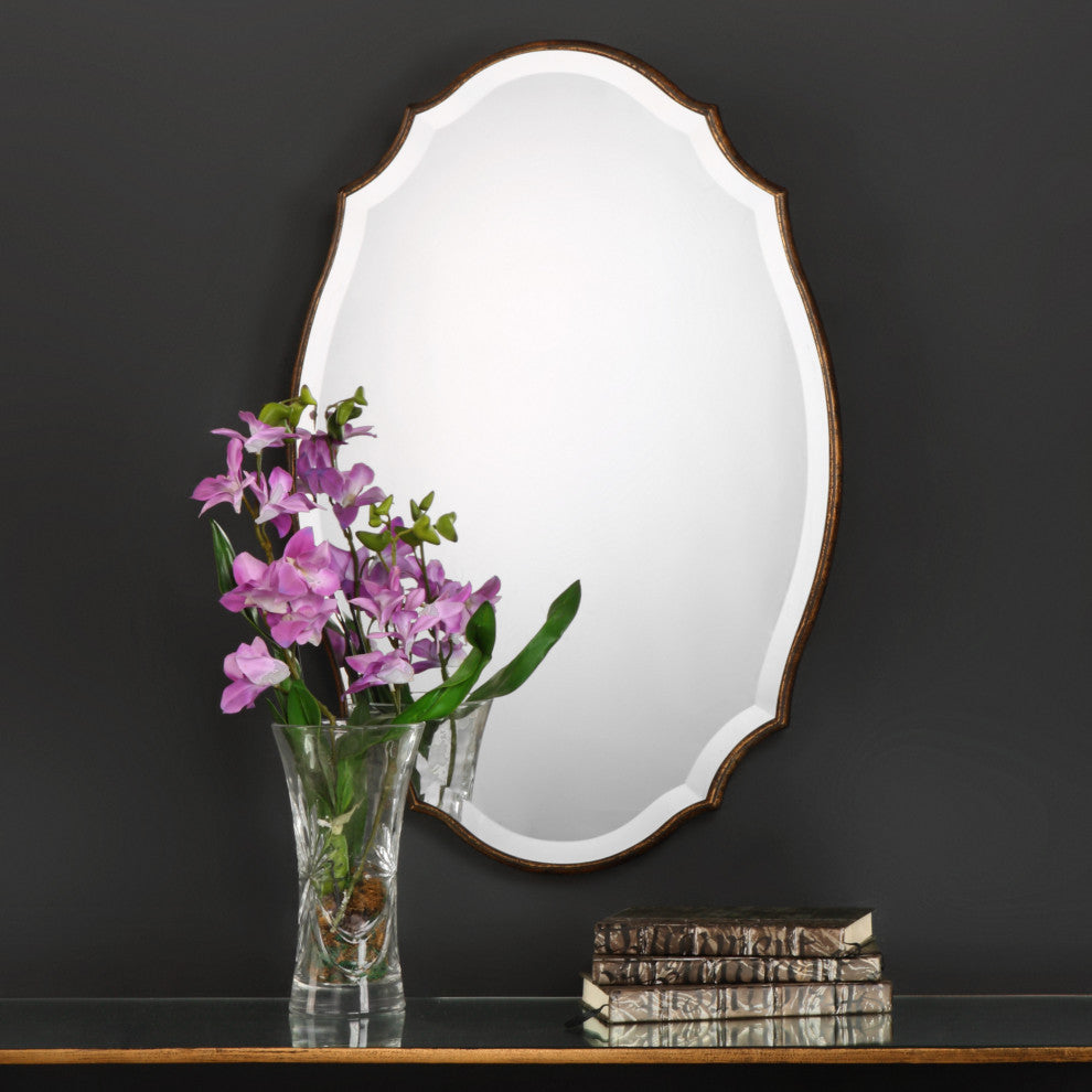 30" Farmhouse Bronze Ornate Mirror
