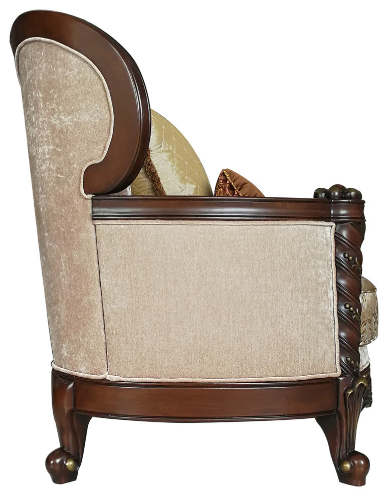 ACME Devayne Chair with 2 Pillows, Fabric and Dark Walnut