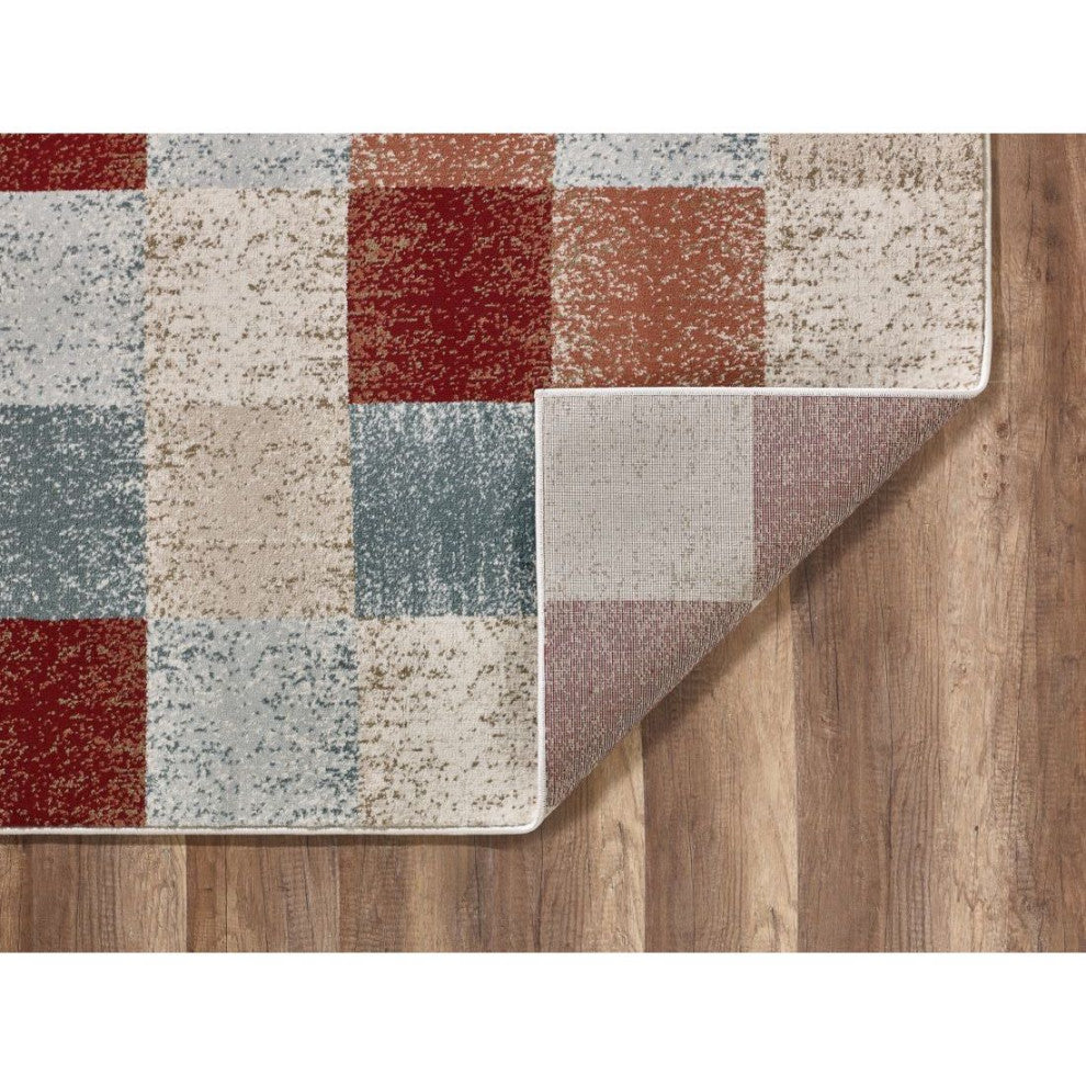 KAS Avalon 5616 Brown Checkered Area Rug, 5'3" x 7'7"