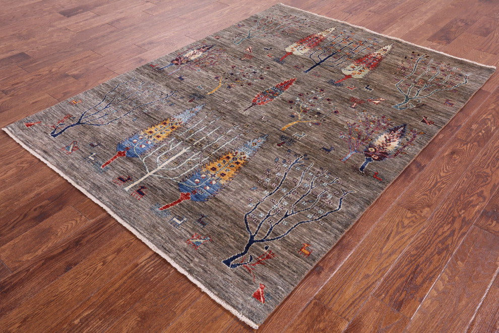 4' 10" X 6' 6" Tribal Persian Gabbeh Handmade Rug Q5278