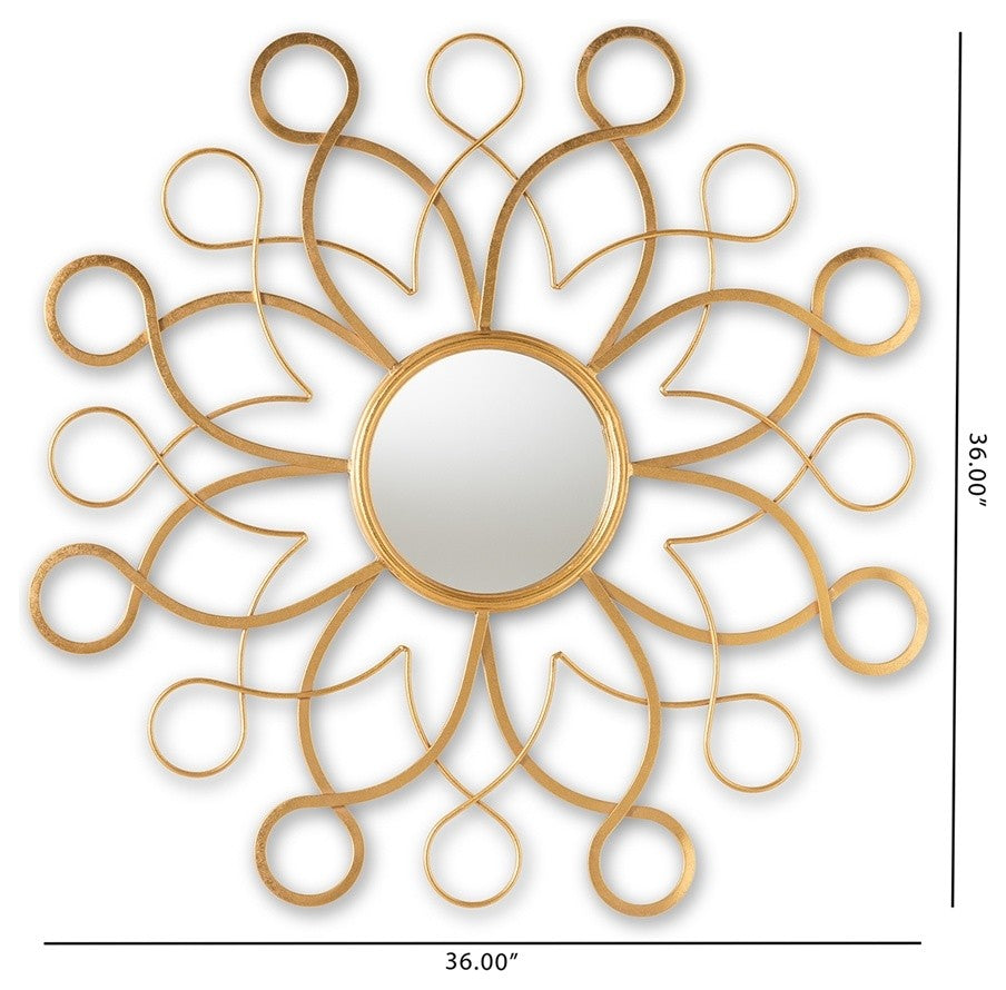 Modern And Contemporary Antique Gold Finished Round Accent Wall Mirror
