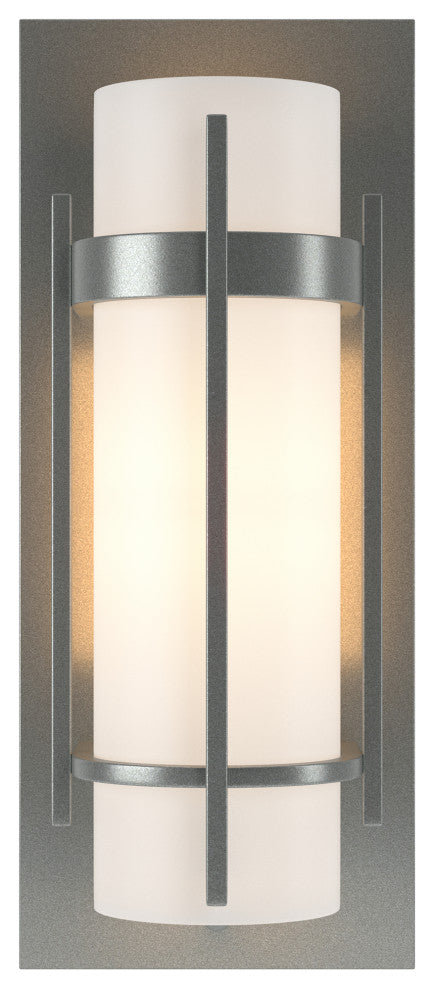 Banded with Bar Sconce, Vintage Platinum Finish, Opal Glass
